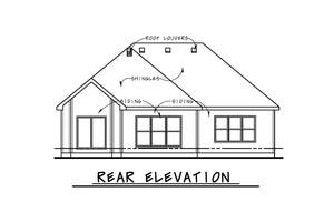 AB8341-A French Country House, 2 Bedrooms, 2 Bathrooms | Allison House Plan Rear Elevation