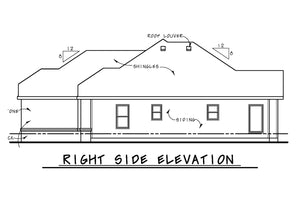 AB8341-A French Country House, 2 Bedrooms, 2 Bathrooms | Allison House Plan Right Elevation