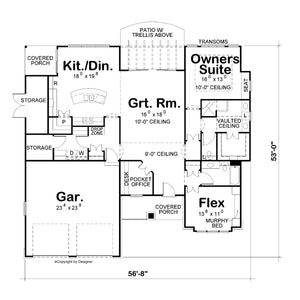 AB8072-A Craftsman House First Floor Plan, 1 to 2 Bedrooms, 2 Bathrooms | Neeson House Plan 