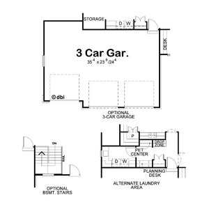 AB8072-A Craftsman House Optional Garage Floor Plan, 1 to 2 Bedrooms, 2 Bathrooms | Neeson House Plan 
