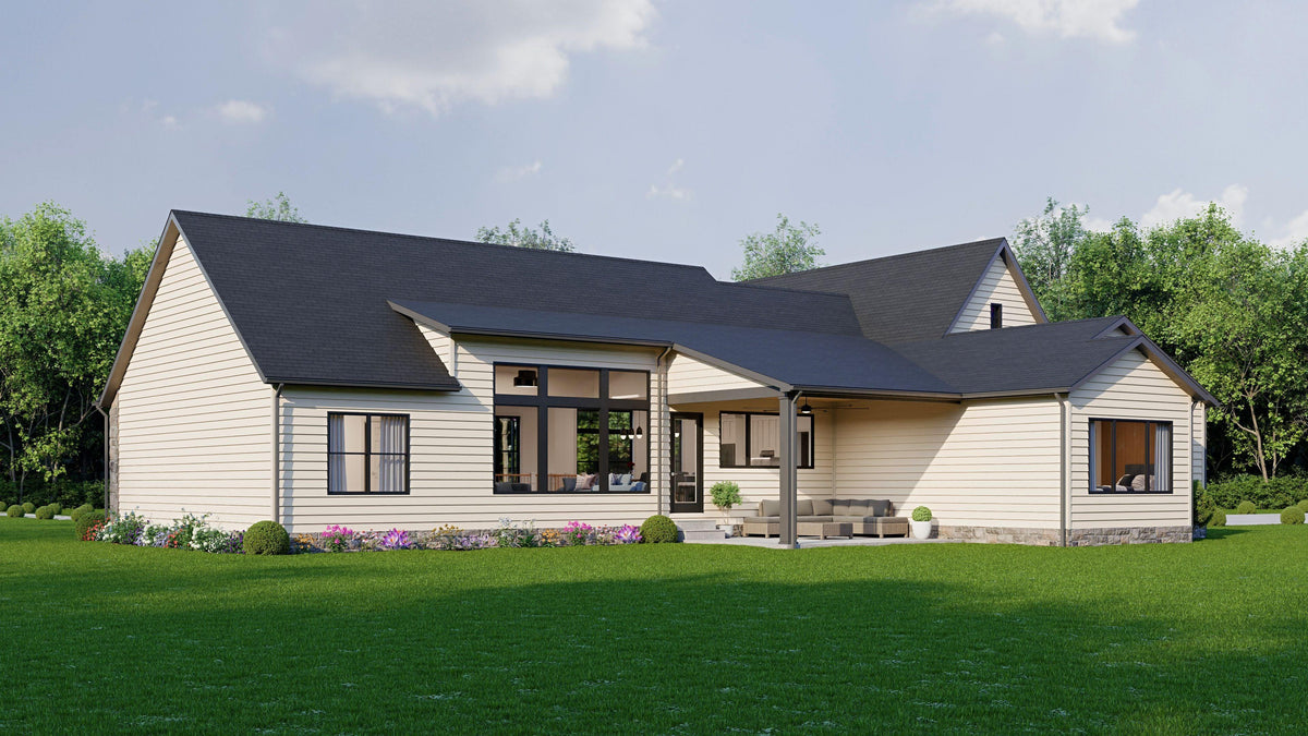 AJ7641-A Modern Transitional House, 3 Bedrooms, 2 Bathrooms | Plan VD1065 Exterior-5