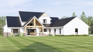 Q8412-A Modern Farmhouse, 3 Bedrooms, 2 Bathrooms, 2 Half Bath | 2071 House Plan Exterior-6