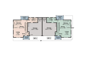AM7670-A Craftsman Duplex House First Floor Plan, 6 Bedrooms, 4 Bathrooms, 2 Half Bathrooms | Artondale House Plan 