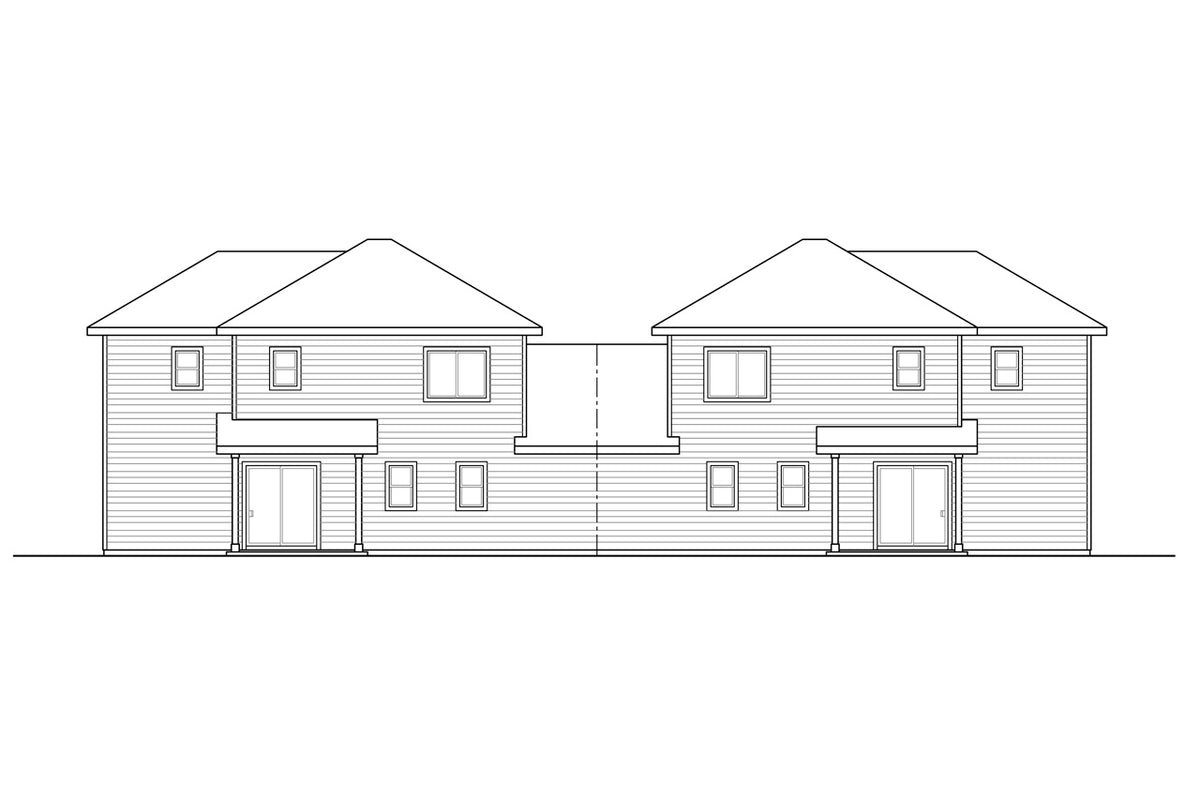 AM7670-A Craftsman Duplex House Rear Elevation, 6 Bedrooms, 4 Bathrooms, 2 Half Bathrooms | Artondale House Plan 