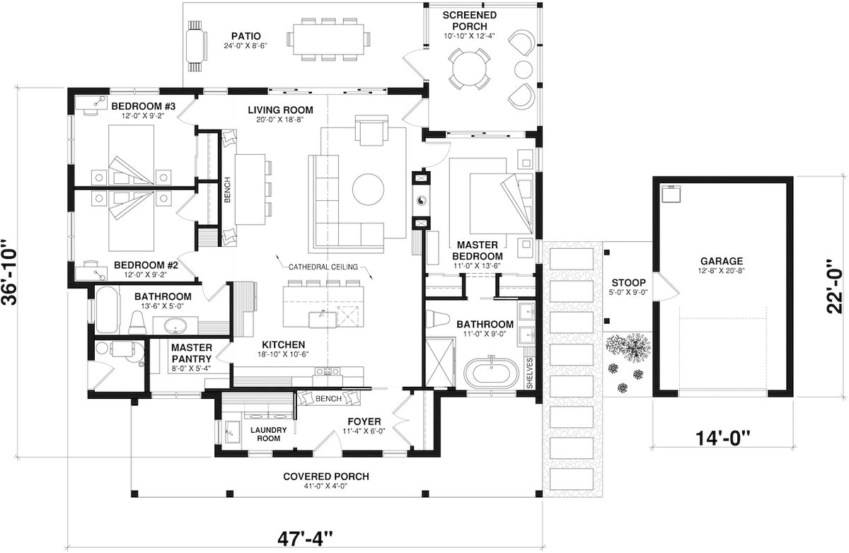 Country Cottage House Main Floor Plan