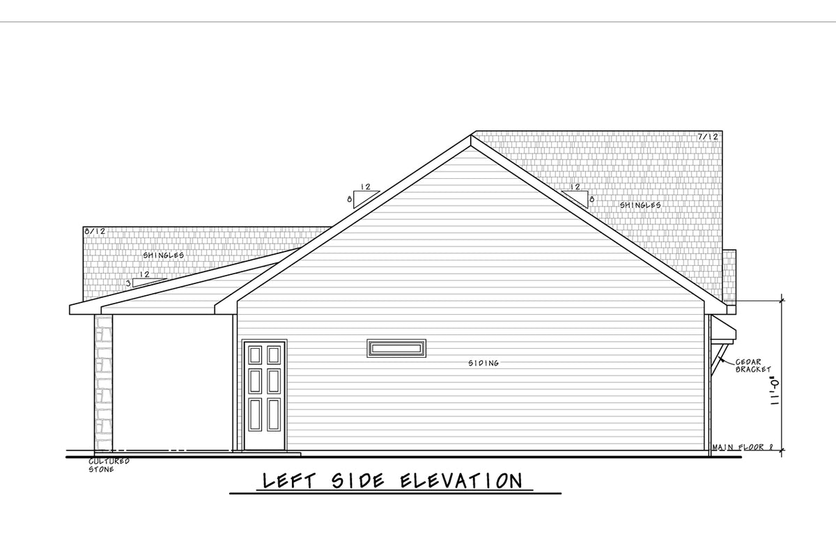 AB8304-A Barndominium House, 1 Bedroom, 1 Bathroom | Maple House Plan Left Elevation