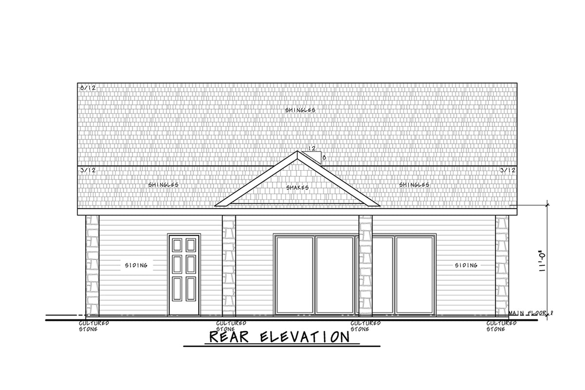 AB8304-A Barndominium House, 1 Bedroom, 1 Bathroom | Maple House Plan Rear Elevation