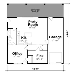 AB8304-A Barndominium House Floor Plan, 1 Bedroom, 1 Bathroom | Maple House Plan 