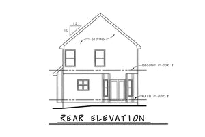 AB8085-A Traditional House, 3 Bedrooms, 2.5 Bathrooms | Copeland House Plan Rear Elevation