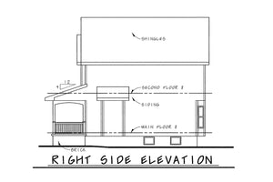 AB8085-A Traditional House, 3 Bedrooms, 2.5 Bathrooms | Copeland House Plan Right Elevation