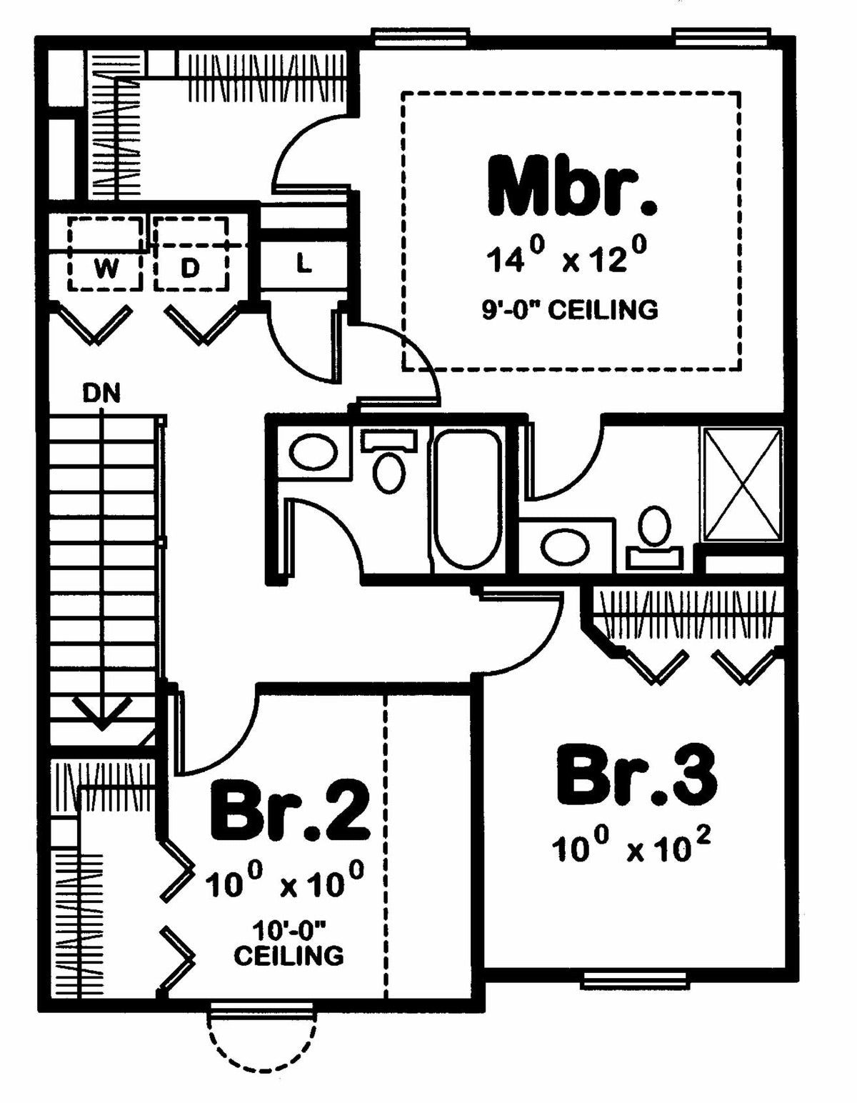 AB8085-A Traditional House Second Floor Plan, 3 Bedrooms, 2.5 Bathrooms | Copeland House Plan 