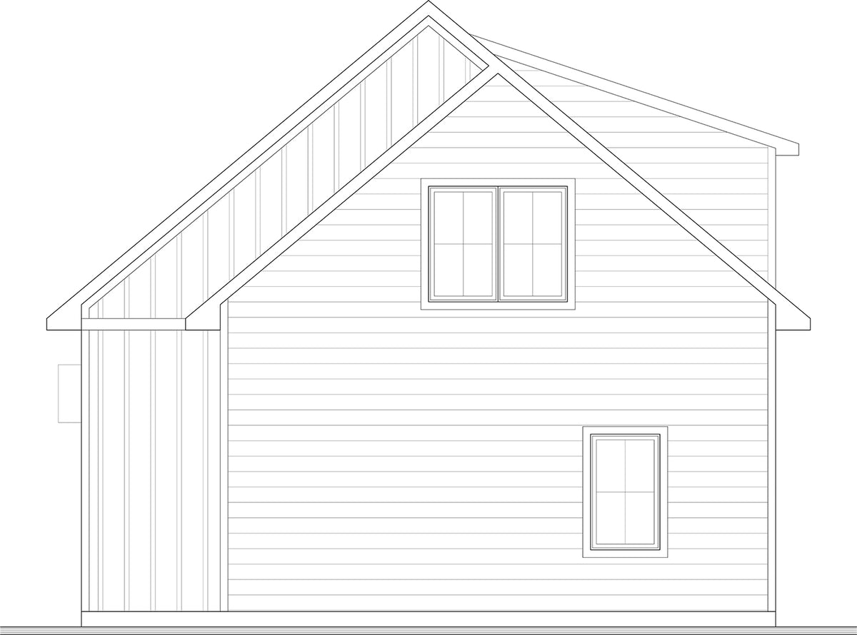 T8023-A Country Garage, 1 Half Bathroom | Crossroads 6978 Rear Elevation
