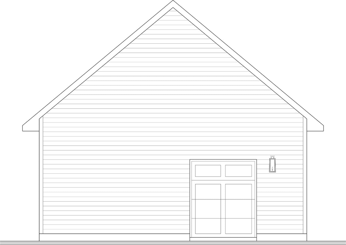 T8027-A Modern Farmhouse Garage, 1 Half Bathroom | Oak Haven 6979 Rear Elevation