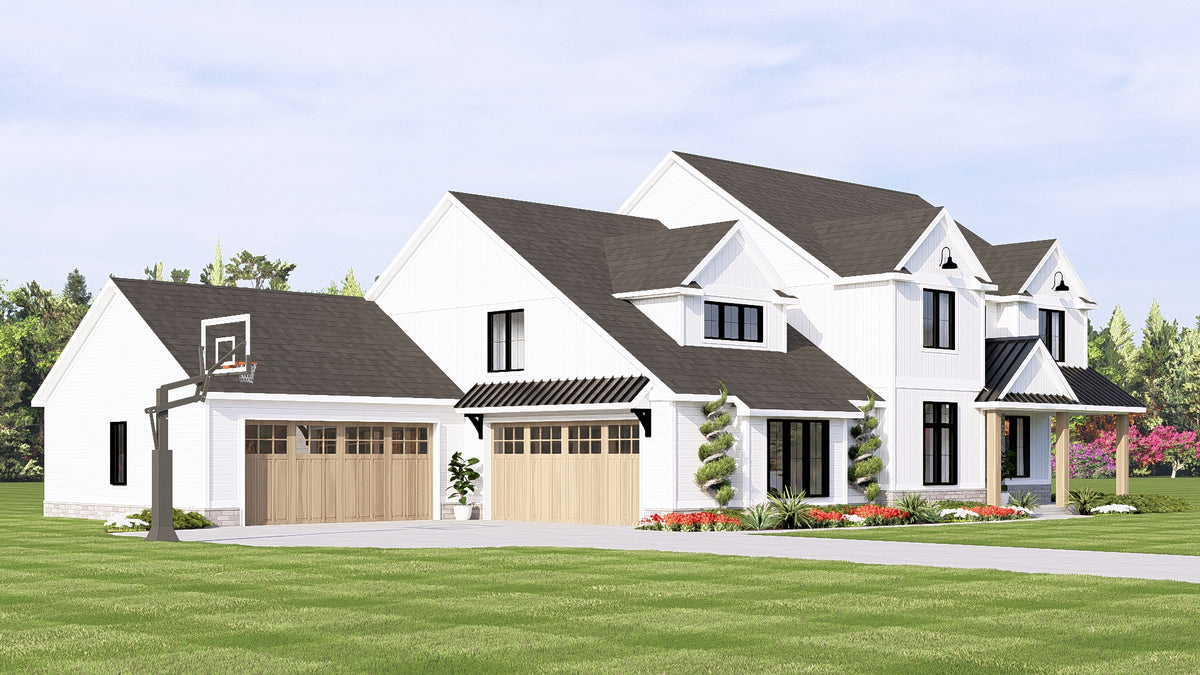 Q8425-A Modern Farmhouse, 5 Bedrooms, 4.5 Bathrooms | 20104 House Plan Exterior-8