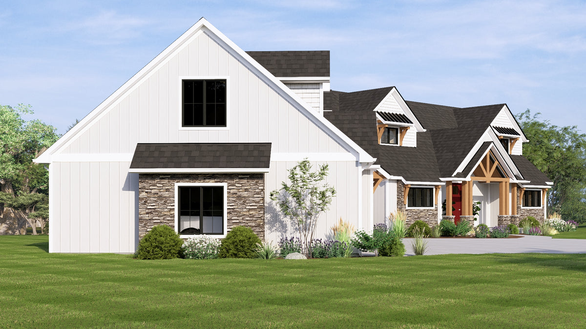 Q8419-A Country House, 3 to 5 Bedrooms, 3.5 to 4.5 Bathrooms | 2056 House Plan Exterior-7