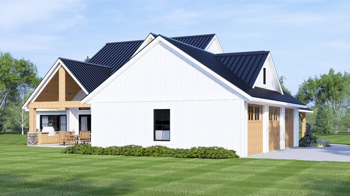 Q8412-A Modern Farmhouse, 3 Bedrooms, 2 Bathrooms, 2 Half Bath | 2071 House Plan Exterior-7