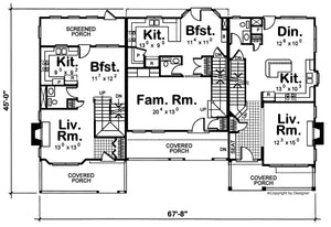 AB7952-A Colonial Triplex House First Floor Plan, 9 Bedrooms, 6 Bathrooms, 3 Half Bathrooms | Hamden 7604