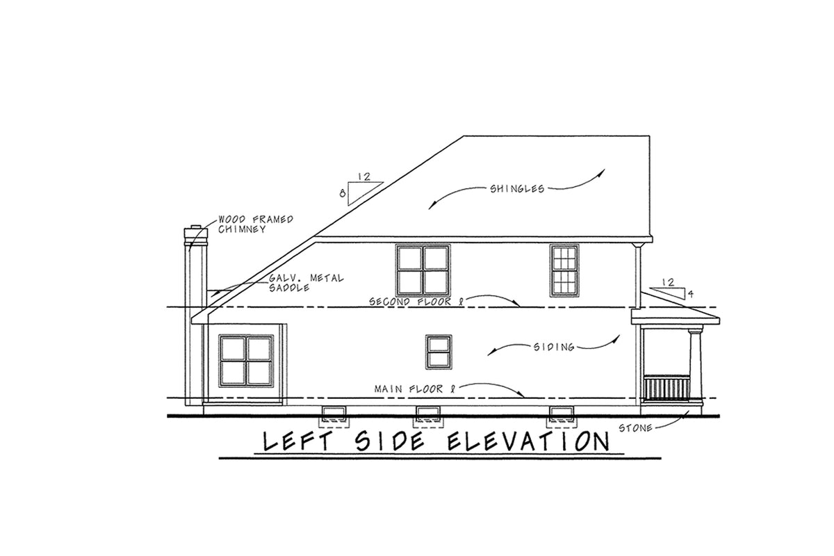 AB7953-A Traditional Duplex House, 6 Bedrooms, 6 Bathrooms | Wheeler 7618 Left Elevation