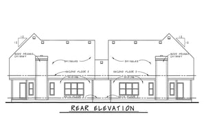 AB7953-A Traditional Duplex House, 6 Bedrooms, 6 Bathrooms | Wheeler 7618 Rear Elevation