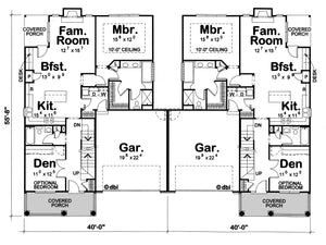 AB7953-A Traditional Duplex House First Floor Plan, 6 Bedrooms, 6 Bathrooms | Wheeler 7618
