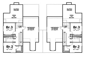 AB7953-A Traditional Duplex House Second Floor Plan, 6 Bedrooms, 6 Bathrooms | Wheeler 7618 