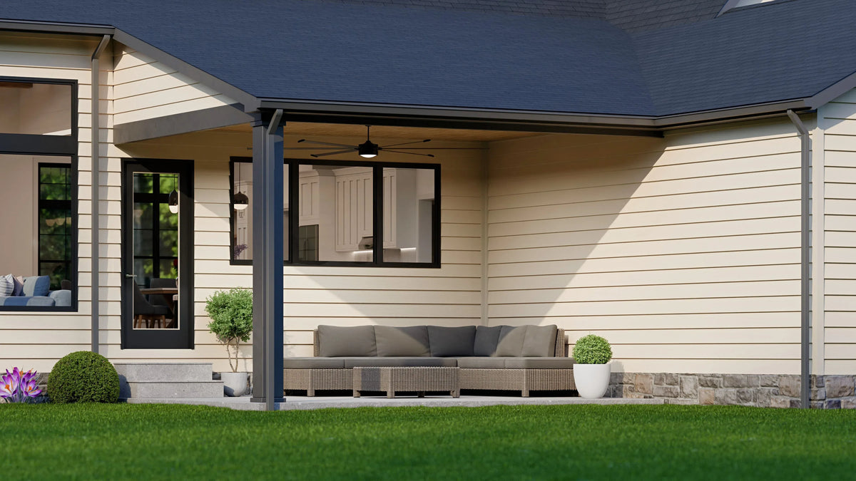 AJ7641-A Modern Transitional House Rear Porch, 3 Bedrooms, 2 Bathrooms | Plan VD1065 