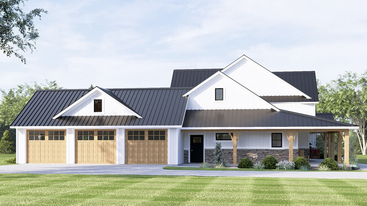 Q8412-A Modern Farmhouse, 3 Bedrooms, 2 Bathrooms, 2 Half Bath | 2071 House Plan Exterior-8