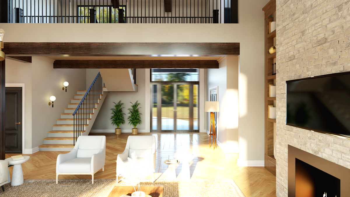 Q7486-A Modern Farmhouse Great Room, 4 Bed, 4.5 Bath | Plan 2543
