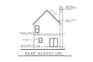 AB7760-A French Country House Rear Elevation, 3 Bedrooms, 2.5 Bathrooms | Ravena House Plan 