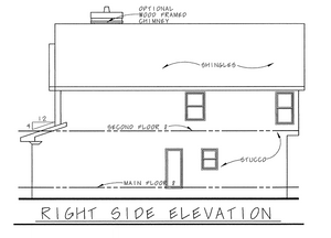 AB7760-A French Country House Right Elevation, 3 Bedrooms, 2.5 Bathrooms | Ravena House Plan 