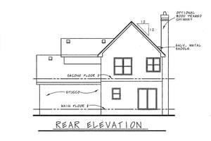 AB7759-A French Country House Rear Elevation, 3 Bedrooms, 2.5 Bathrooms | Ravena House Plan
