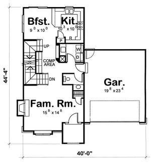 AB7759-A French Country House First Floor Plan, 3 Bedrooms, 2.5 Bathrooms | Ravena House Plan