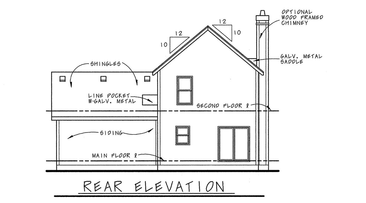 AB7761-A Craftsman House Rear Elevation, 3 Bedrooms, 2.5 Bathrooms | Sumner House Plan 