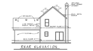 AB7761-A Craftsman House Rear Elevation, 3 Bedrooms, 2.5 Bathrooms | Sumner House Plan 