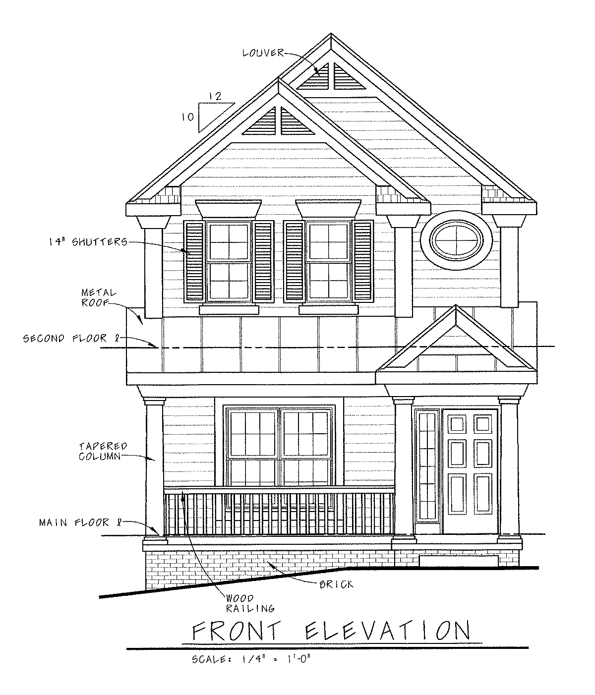 AB8070-A Farmhouse House, 3 Bedrooms, 2.5 Bathrooms | Hollister House Plan Front Elevation