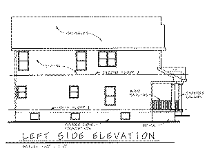 AB8070-A Farmhouse House, 3 Bedrooms, 2.5 Bathrooms | Hollister House Plan Left Elevation