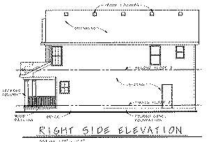 AB8070-A Farmhouse House, 3 Bedrooms, 2.5 Bathrooms | Hollister House Plan Right Elevation