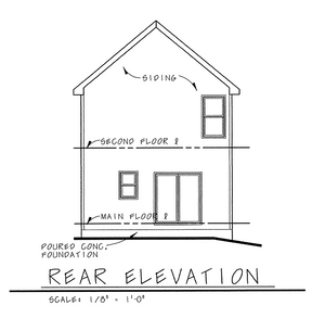 AB8070-A Farmhouse House, 3 Bedrooms, 2.5 Bathrooms | Hollister House Plan Rear Elevation