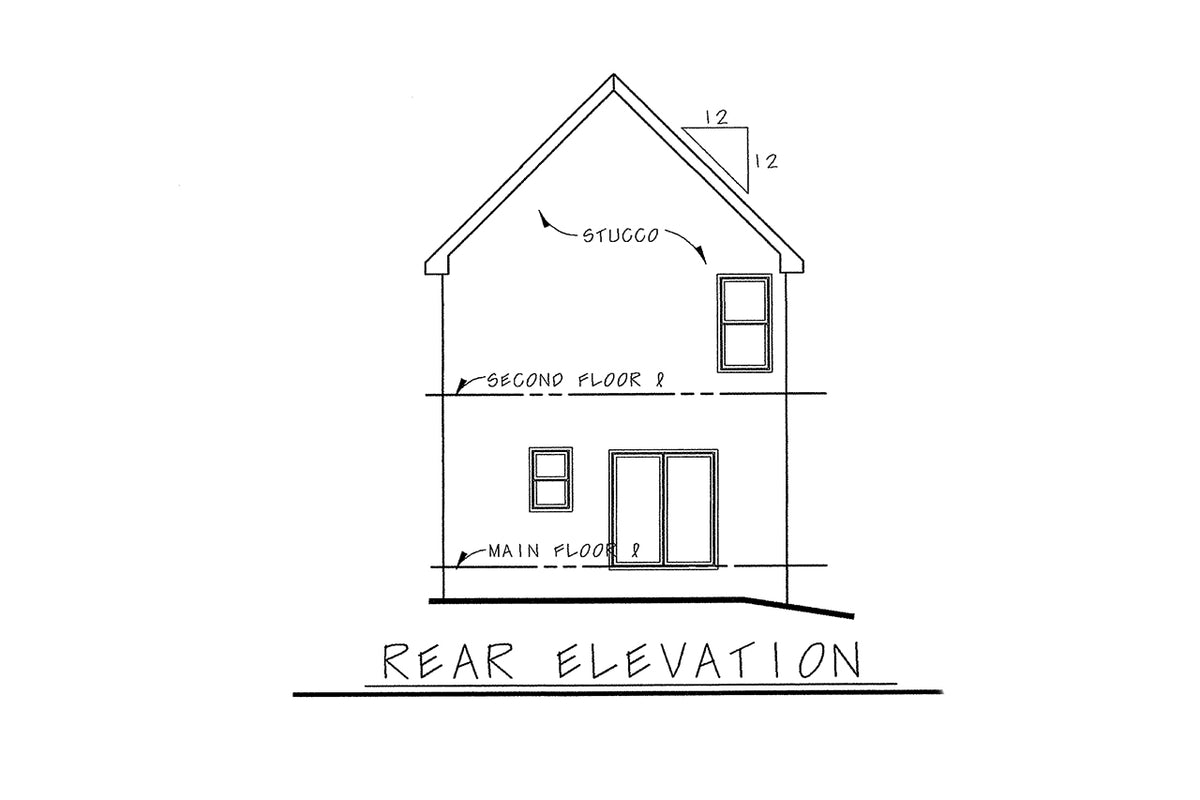 AB7762-A French Country House Rear Elevation, 3 Bedrooms, 2.5 Bathrooms | Joliet House Plan 