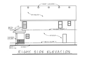 AB7762-A French Country House Right Elevation, 3 Bedrooms, 2.5 Bathrooms | Joliet House Plan 