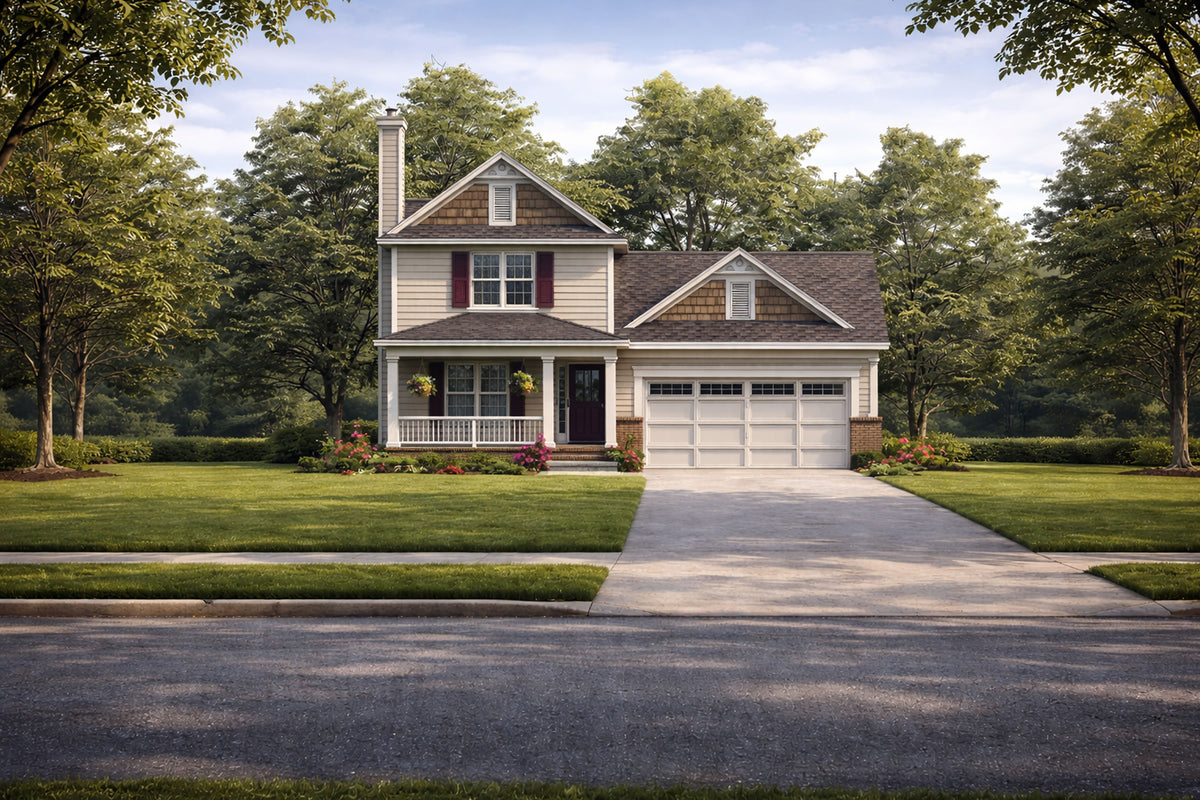 AB7763-A Traditional House, 3 Bedrooms, 2.5 Bathrooms | Wellman House Plan Exterior