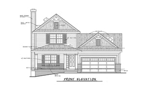 AB7763-A Traditional House Front Elevation, 3 Bedrooms, 2.5 Bathrooms | Wellman House Plan