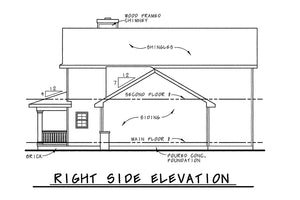 AB7763-A Traditional House Right Elevation, 3 Bedrooms, 2.5 Bathrooms | Wellman House Plan