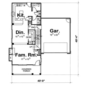 AB7763-A Traditional House First Floor Plan, 3 Bedrooms, 2.5 Bathrooms | Wellman House Plan 