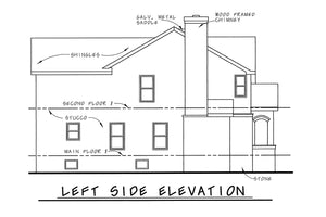 AB8069-A French Country House, 3 Bedrooms, 2.5 Bathrooms | Edinburg House Plan Left Elevation