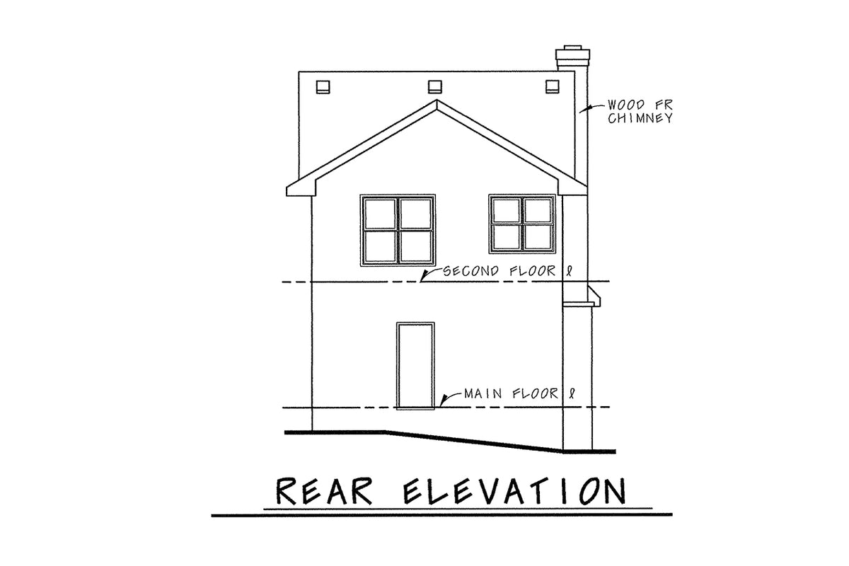 AB8069-A French Country House, 3 Bedrooms, 2.5 Bathrooms | Edinburg House Plan Rear Elevation
