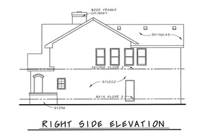 AB8069-A French Country House, 3 Bedrooms, 2.5 Bathrooms | Edinburg House Plan Right Elevation