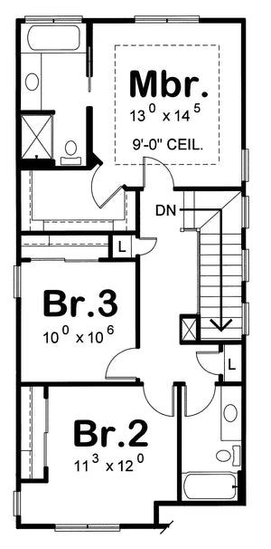 AB8069-A French Country House Second Floor Plan, 3 Bedrooms, 2.5 Bathrooms | Edinburg House Plan 
