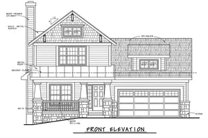 AB7765-A Cottage House Front Elevation, 3 Bedrooms, 2.5 Bathrooms | Gardena House Plan 