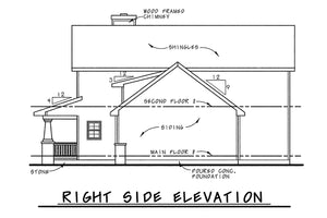 AB7765-A Cottage House Right Elevation, 3 Bedrooms, 2.5 Bathrooms | Gardena House Plan 